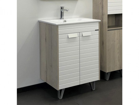 Тумба с Раковиной «Comforty» Клеон-60, 61x85,5x47см, Дуб Дымчатый (00-00002044CF)