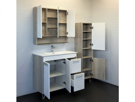 Тумба с Раковиной «Comforty» Клеон-90, 91x90x46,5см, Дуб Дымчатый (00-00004757CF)