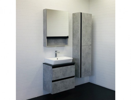 Тумба с Раковиной «Comforty» Комфорти-60, 60x70,5x40см, Бетон Светлый, Черная Столешница (00-00005700CF)