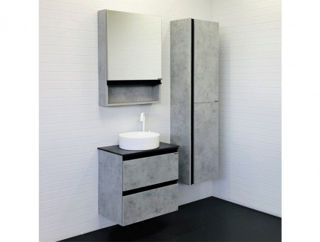 Тумба с Раковиной «Comforty» Комфорти-60, 60x70,5x40см, Бетон Светлый, Черная Столешница (00-00005701CF)