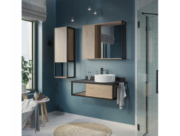 Тумба с Раковиной «Comforty» Лиссабон-95, 94,5x39,5x52см, Дуб Темный, Черная Столешница (00-00006558CF)