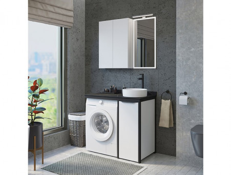 Тумба с Раковиной «Comforty» Лозанна-100, 100x101,5x54,5см, Белый, Графитовая Столешница (00-00013800CF)