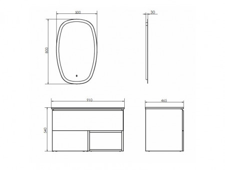 Тумба с Раковиной «Comforty» Мальме-90, 91x54x46,5см, Дуб Дымчатый (00-00004200CF)