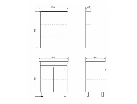 Тумба с Раковиной «Comforty» Марио-60, 61x85,5x46,5см, Дуб Дымчатый (00-00005206CF)