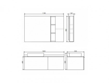 Тумба с Раковиной «Comforty» Милан-120, 120x54,5x52см, Белый (00-00014006CF)
