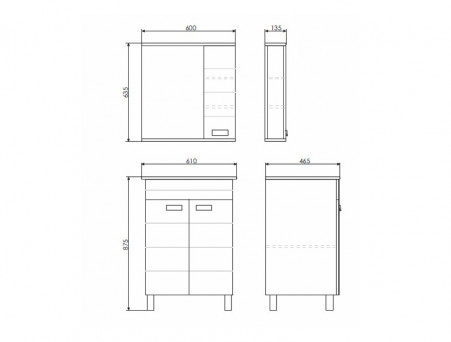 Тумба с Раковиной «Comforty» Модена-60, 61x87,5x46,5см, Белый (00-00001642CF)
