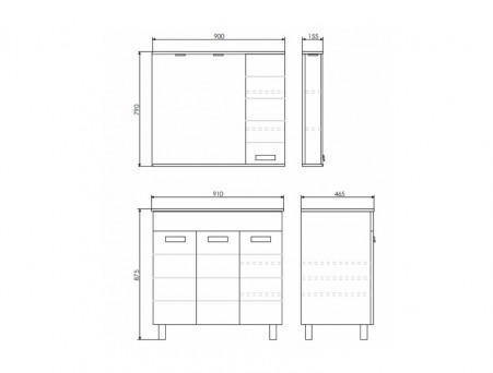 Тумба с Раковиной «Comforty» Модена-90, 91x87,5x46,5см, Белый (00-00001644CF)