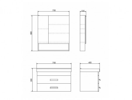 Тумба с Раковиной «Comforty» Никосия-70, 70x50x45см, Дуб Темный (00-00008855CF)
