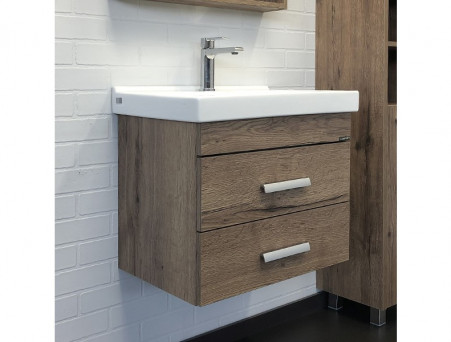 Тумба с Раковиной «Comforty» Никосия-60, 60x53x40см, Дуб Темный (00-00008853CF)