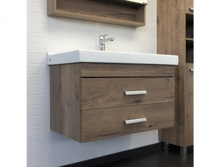 Тумба с Раковиной «Comforty» Никосия-80, 80x53x45см, Дуб Темный (00-00008856CF)