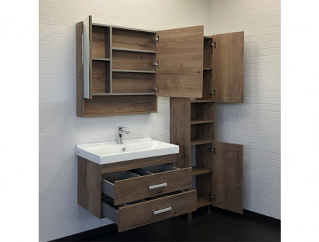 Тумба с Раковиной «Comforty» Никосия-80, 80x53x45см, Дуб Темный (00-00008856CF)