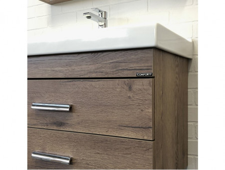 Тумба с Раковиной «Comforty» Никосия-80, 80x53x45см, Дуб Темный (00-00008856CF)