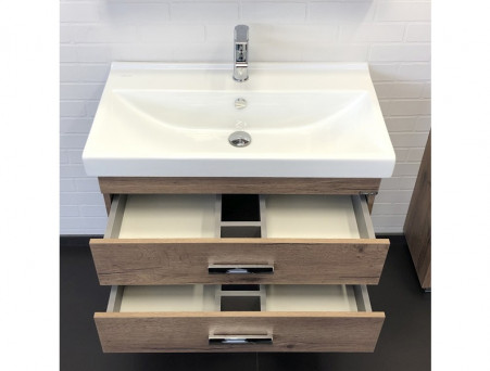 Тумба с Раковиной «Comforty» Никосия-80, 80x53x45см, Дуб Темный (00-00008856CF)