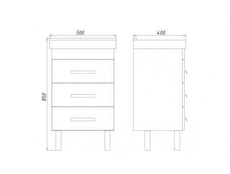 Тумба с Раковиной «Comforty» Никосия-50, 50x85x40см, Дуб Белый (00-00017092CF)