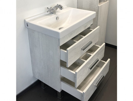 Тумба с Раковиной «Comforty» Никосия-60, 60x86x40см, Дуб Белый (00004142203CF)