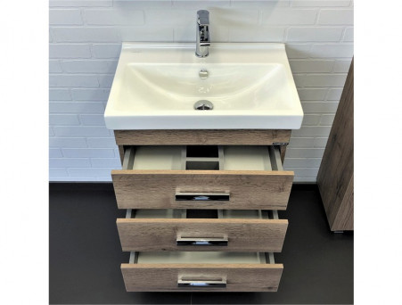Тумба с Раковиной «Comforty» Никосия-60, 60x86x40см, Дуб Темный (00-00008852CF)
