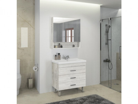 Тумба с Раковиной «Comforty» Никосия-80, 80x86x45см, Дуб Белый (00004142204CF)