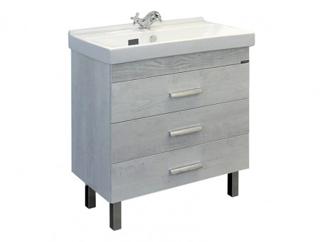 Тумба с Раковиной «Comforty» Никосия-80, 80x86x45см, Дуб Белый (00004142204CF)