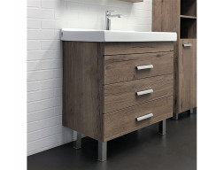 Тумба с Раковиной «Comforty» Никосия-80, 80x86x45см, Дуб Темный (00-00007621CF)
