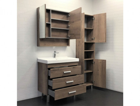 Тумба с Раковиной «Comforty» Никосия-80, 80x86x45см, Дуб Темный (00-00007621CF)