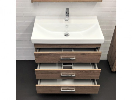 Тумба с Раковиной «Comforty» Никосия-80, 80x86x45см, Дуб Темный (00-00007621CF)