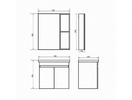 Тумба с Раковиной «Comforty» Осло-70, 70x55x45см, Бетон Светлый (00-00006118CF)