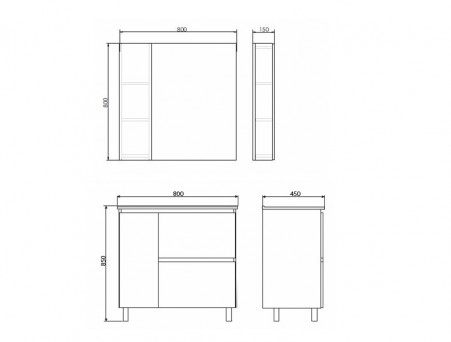 Тумба с Раковиной «Comforty» Осло-80, 80x85x45см, Бетон Светлый (00-00012959CF)