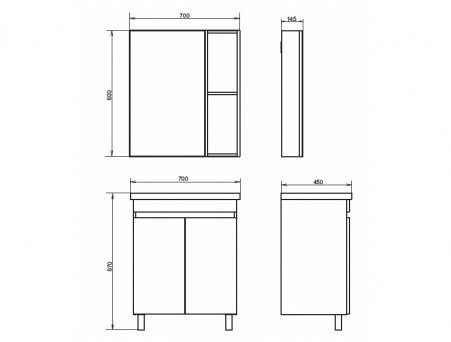 Тумба с Раковиной «Comforty» Осло-70, 70x87x45см, Бетон Светлый (00-00006117CF)