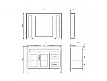 Тумба с Раковиной «Comforty» Палермо-120, 120x89,5x49см, Белый (00004142367CF)