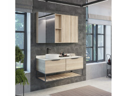 Тумба с Раковиной «Comforty» Порто-120, 120x64,5x52см, Дуб Дымчатый, Белая Столешница (00-00008905CF)