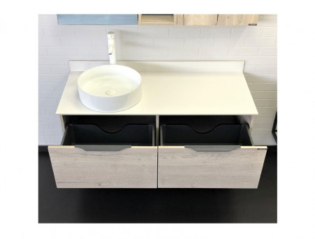 Тумба с Раковиной «Comforty» Порто-120, 120x64,5x52см, Дуб Дымчатый, Белая Столешница (00-00008905CF)