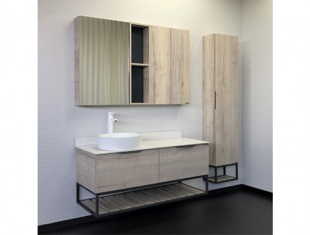 Тумба с Раковиной «Comforty» Порто-120, 120x64,5x52см, Дуб Дымчатый, Белая Столешница (00-00008905CF)