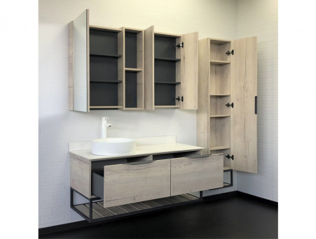 Тумба с Раковиной «Comforty» Порто-120, 120x64,5x52см, Дуб Дымчатый, Белая Столешница (00-00008905CF)