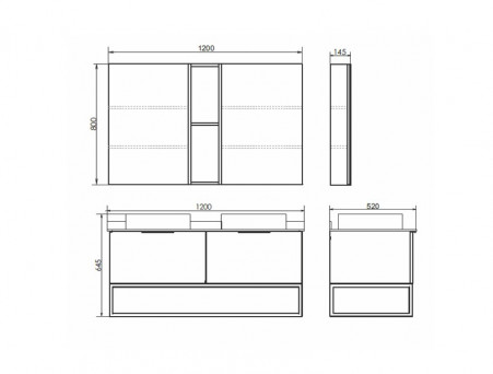 Тумба с Раковиной «Comforty» Порто-120, 120x64,5x52см, Дуб Дымчатый, Белая Столешница (00-00008910CF)
