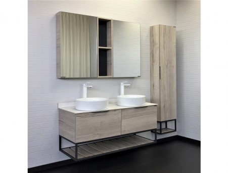 Тумба с Раковиной «Comforty» Порто-120, 120x64,5x52см, Дуб Дымчатый, Белая Столешница (00-00008910CF)