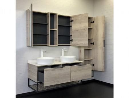 Тумба с Раковиной «Comforty» Порто-120, 120x64,5x52см, Дуб Дымчатый, Белая Столешница (00-00008910CF)