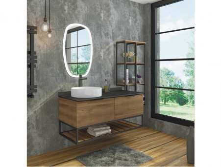 Тумба с Раковиной «Comforty» Порто-120, 120x64,5x52см, Дуб Темно-Коричневый, Черная Столешница (00-00000828CF)