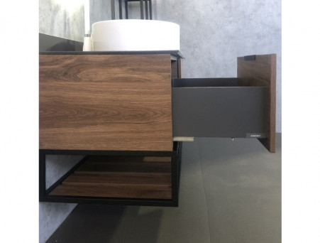 Тумба с Раковиной «Comforty» Порто-120, 120x64,5x52см, Дуб Темно-Коричневый, Черная Столешница (00-00000828CF)
