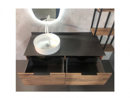 Тумба с Раковиной «Comforty» Порто-120, 120x64,5x52см, Дуб Темно-Коричневый, Черная Столешница (00-00000828CF)