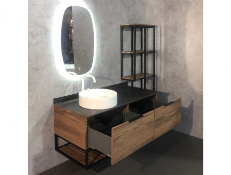 Тумба с Раковиной «Comforty» Порто-120, 120x64,5x52см, Дуб Темно-Коричневый, Черная Столешница (00-00000828CF)