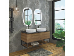 Тумба с Раковиной «Comforty» Порто-120, 120x64,5x52см, Дуб Темно-Коричневый, Черная Столешница (00-00001287CF)