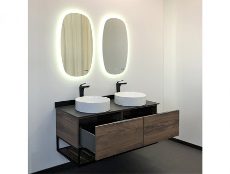 Тумба с Раковиной «Comforty» Порто-120, 120x64,5x52см, Дуб Темно-Коричневый, Черная Столешница (00-00001287CF)