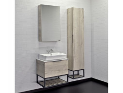 Тумба с Раковиной «Comforty» Порто-60, 60x64,5x40см, Дуб Дымчатый, Белая Столешница (00-00011395CF)