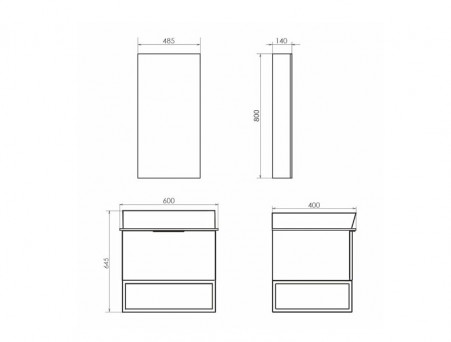 Тумба с Раковиной «Comforty» Порто-60, 60x64,5x40см, Дуб Дымчатый, Белая Столешница (00-00011395CF)