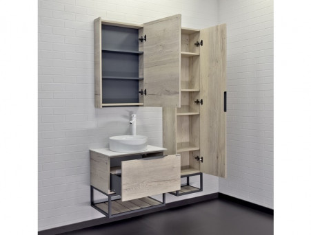 Тумба с Раковиной «Comforty» Порто-60, 60x64,5x40см, Дуб Дымчатый, Белая Столешница (00-00011397CF)