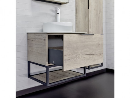 Тумба с Раковиной «Comforty» Порто-60, 60x64,5x40см, Дуб Дымчатый, Белая Столешница (00-00011397CF)