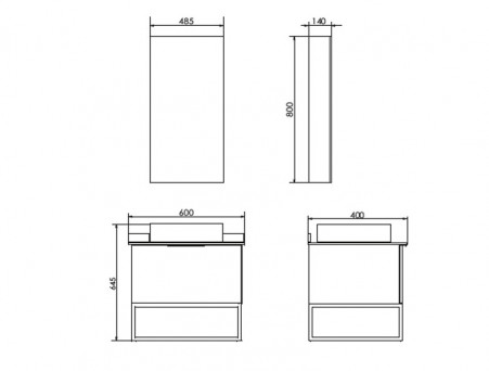 Тумба с Раковиной «Comforty» Порто-60, 60x64,5x40см, Дуб Темно-Коричневый, Черная Столешница (00-00010676CF)