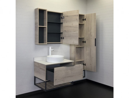 Тумба с Раковиной «Comforty» Порто-75, 75,5x64,5x52см, Дуб Дымчатый, Белая Столешница (00-00009321CF)