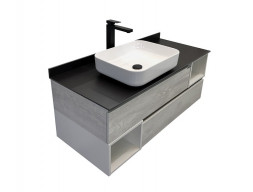 Тумба с Раковиной «Comforty» Прага-120, 120x62,5x52см, Дуб Белый, Графитовая Столешница (00-00014834CF)