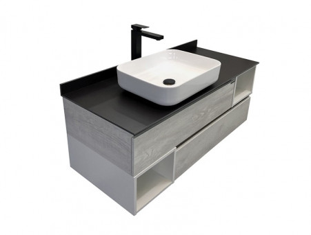 Тумба с Раковиной «Comforty» Прага-120, 120x62,5x52см, Дуб Белый, Графитовая Столешница (00-00014834CF)